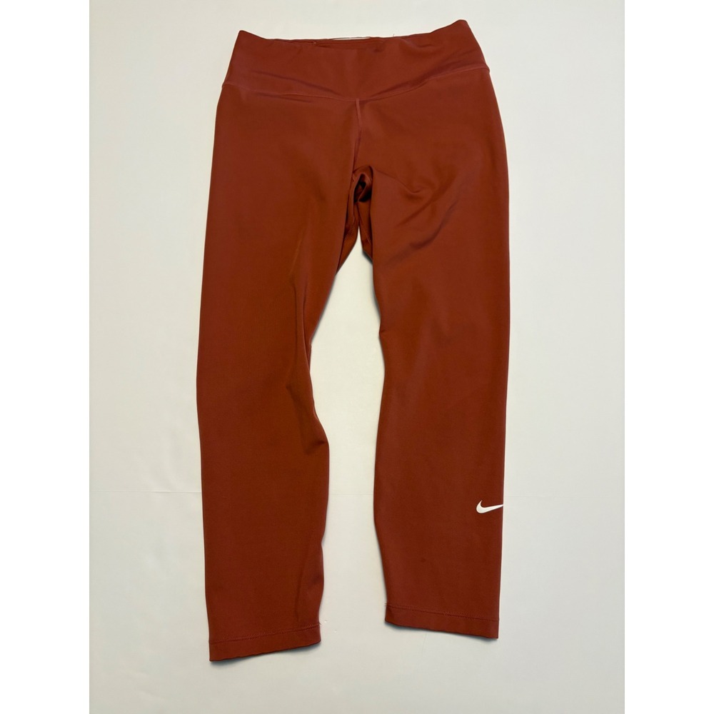Nike Dri-FIT Leggings Womens Small Terracotta Burnt Orange High Waisted Cropped